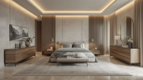 Furniture Minimalis Berkualitas Tinggi pada kamar tidur mewah