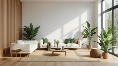 Sentuhan Biophilic Design pada ruang tamu minimalis