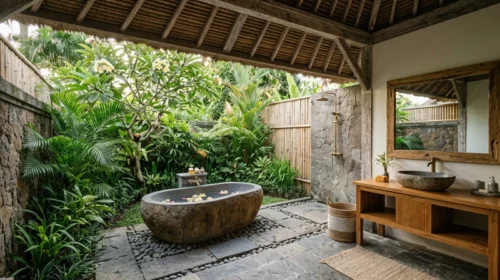 Desain Kamar Mandi Semi-Terbuka (Open-Air Bathroom)