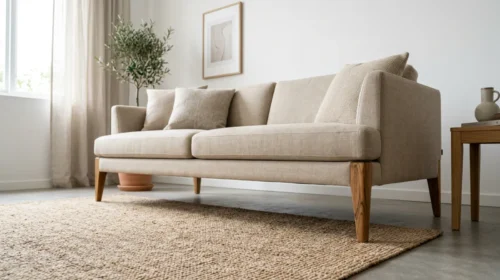 Kaki Sofa Ekspos Material Alami