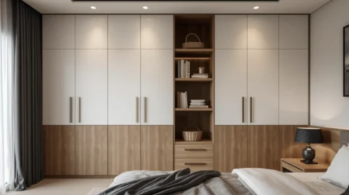 Lemari Pakaian Built-in Setinggi Langit-langit